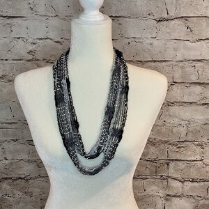 Crochet beaded scarf necklace